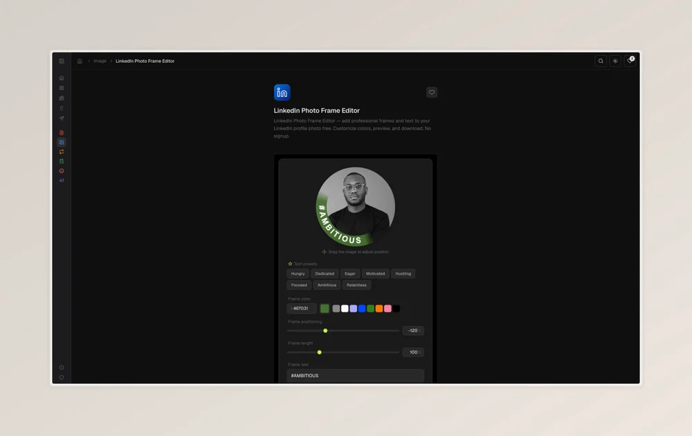 LinkedIn Photo Frame Editor
