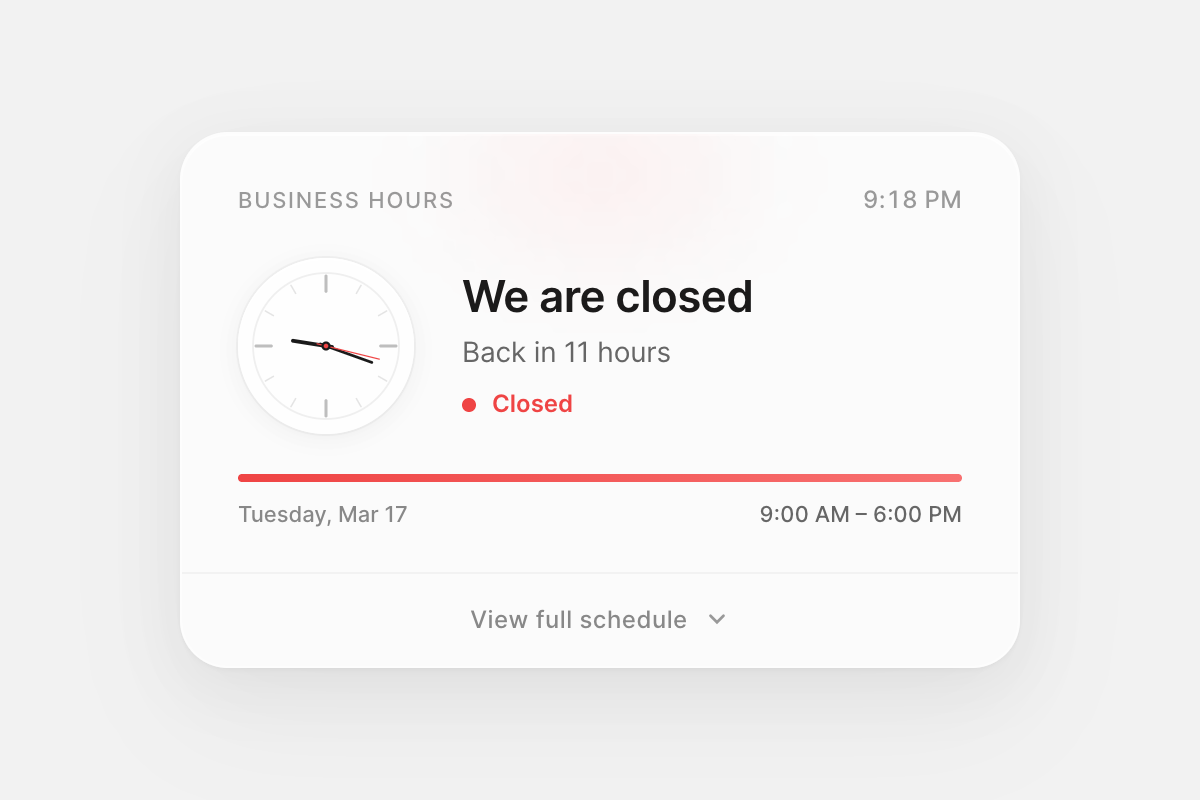 Business hours widget