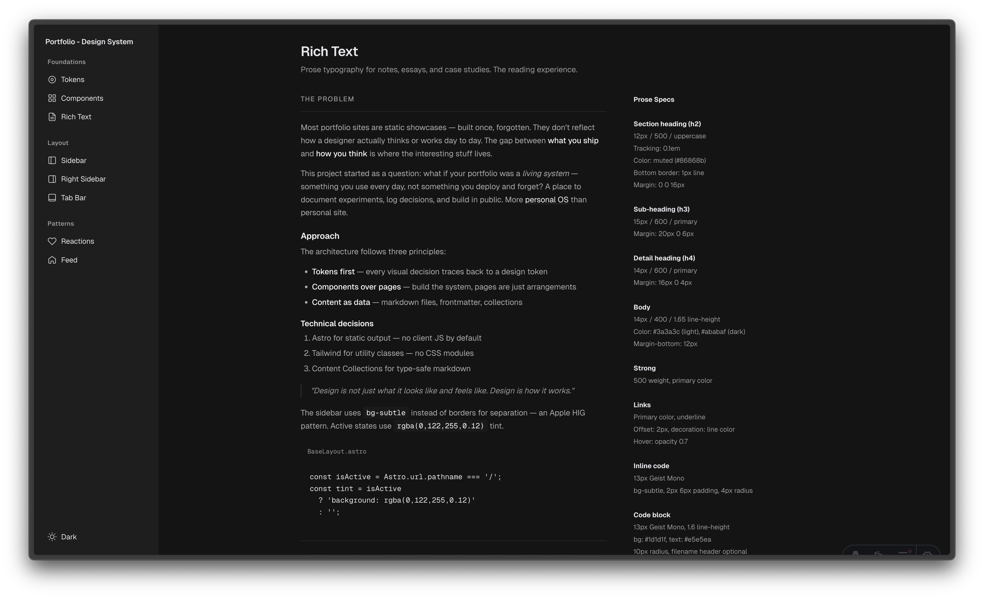 Design system — rich text